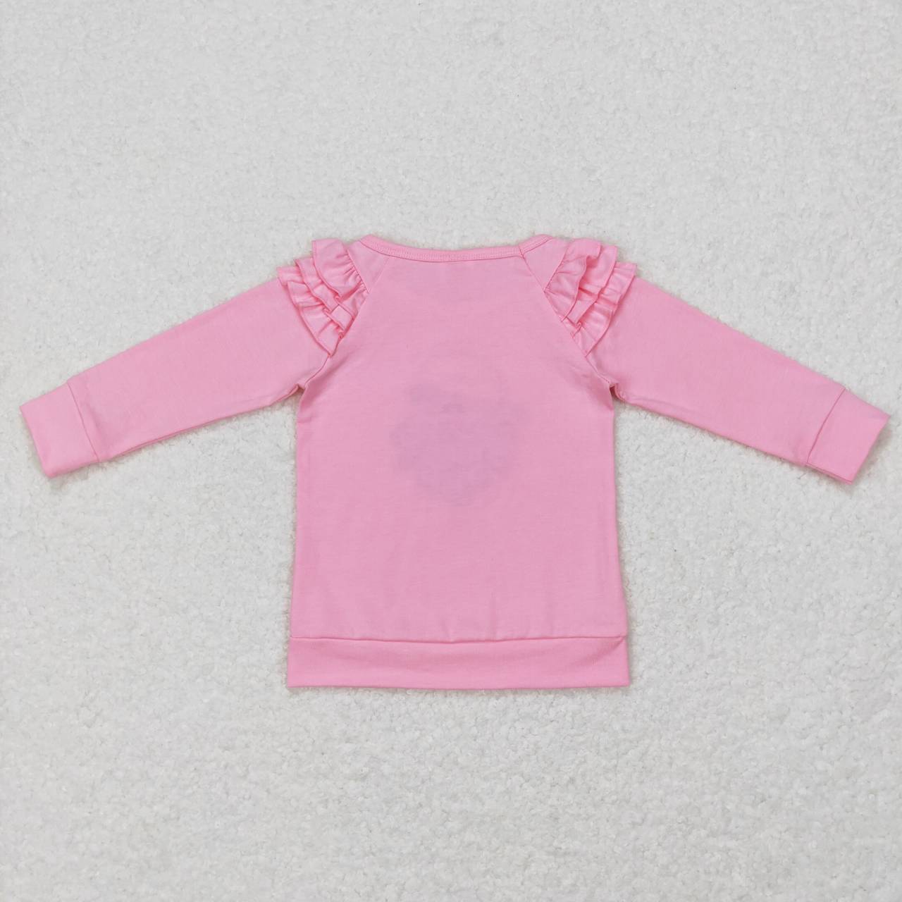 RTS NO MOQ（In Stock ) GT0369 Santa Claus embroidered colorful pattern pink lace long-sleeved top
