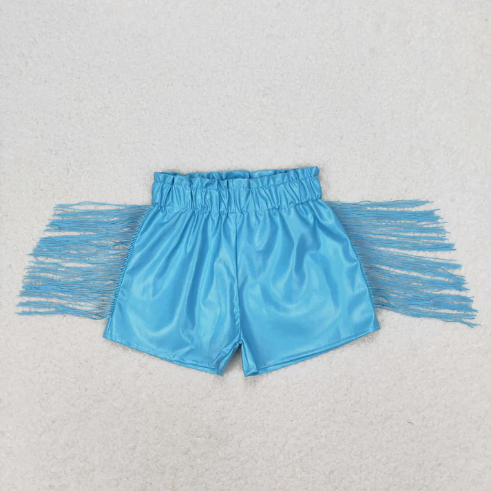 RTS NO MOQ Baby Girls Tassels Fashion Sibling Sister Pleather Shorts