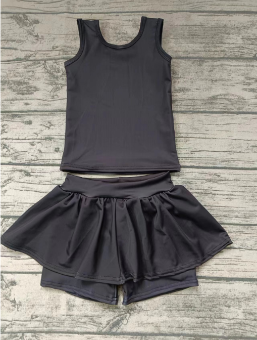 Summer pure cotton black short-sleeved shorts suit skirt black pure cotton