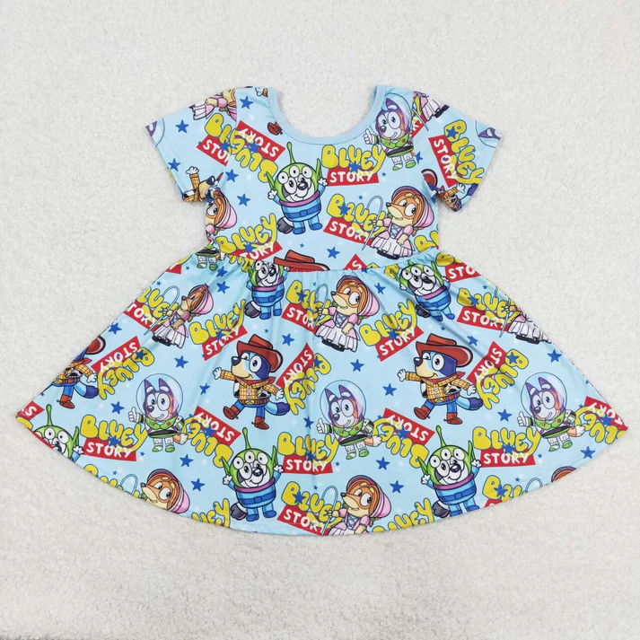 RTS NO MOQ  Baby Boys Dogs Sibling Summer Girls Dresses Clothes Sets