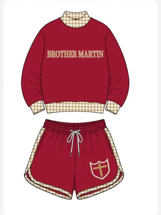 custom moq 5 mix size AITOLY01 Baby Plaid Print Long Sleeve Crew Neck Top Elastic Waist Casual Shorts Set