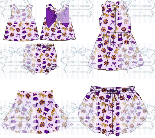 custom moq 5 mix size AITOLY02KIDS02 Baby Girls Purple BowTunic Bummie Sets Team Set Yoga Dress Shorts