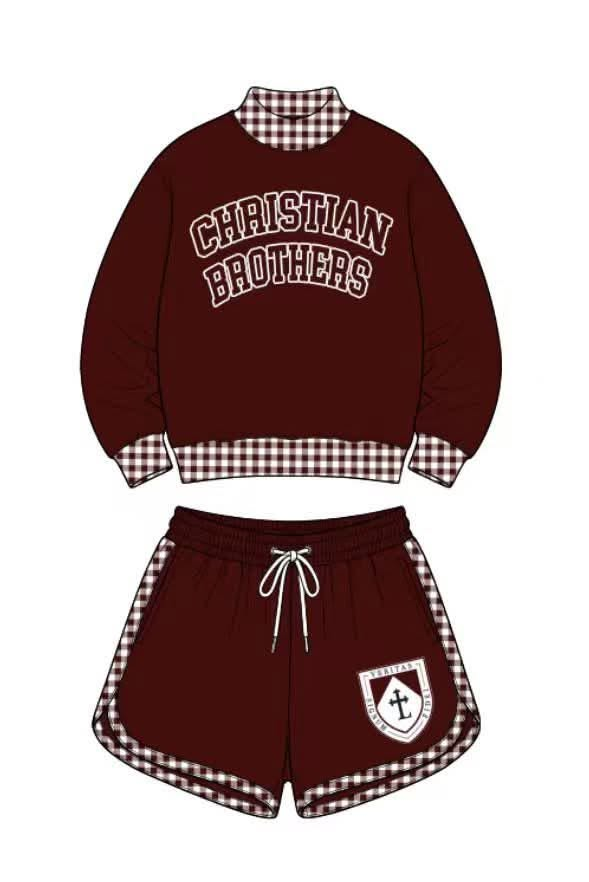 custom moq 5 mix size AITOLY04 Baby Kids Plaid Print Long Sleeve Crew Neck Top Casual Shorts Set