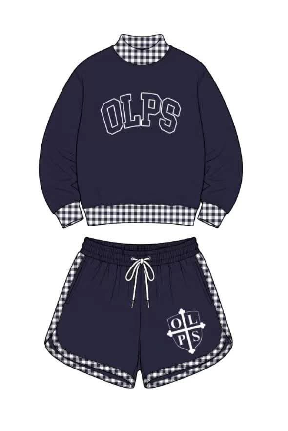 custom moq 5 mix size AITOLY04 Baby Kids Plaid Print Long Sleeve Crew Neck Top Casual Shorts Set