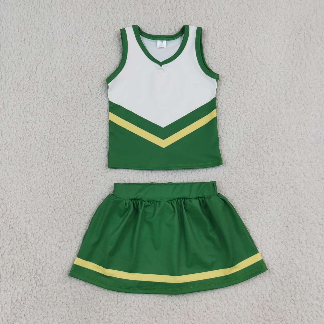 NEW RTS NO MOQ yoga fabric cotton GSD4238 Yoga Baby Girls Green Yellow Vest Top Matching Skort Yoga Active Team Clothes Set