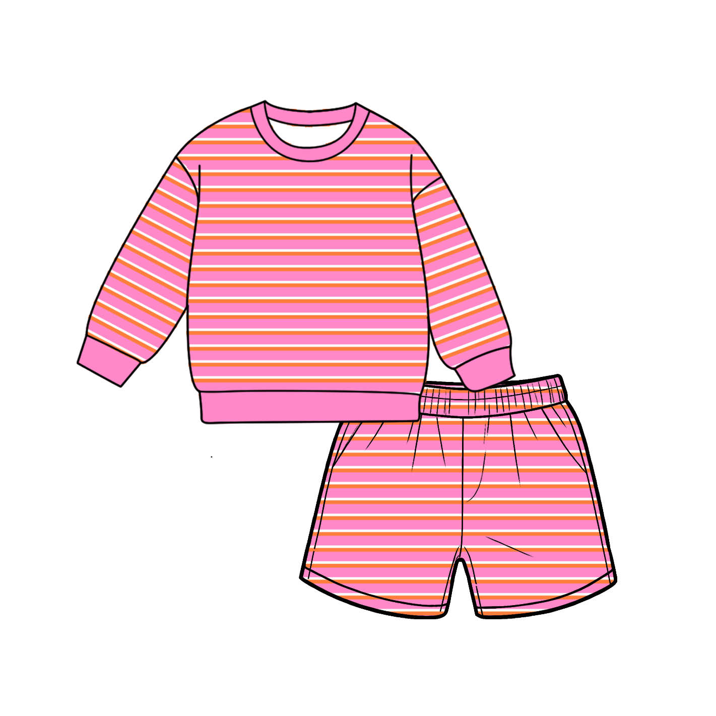custom moq 5 mix size ARJ01 Baby Striped Long Sleeve Shorts Daily Outfit Sets