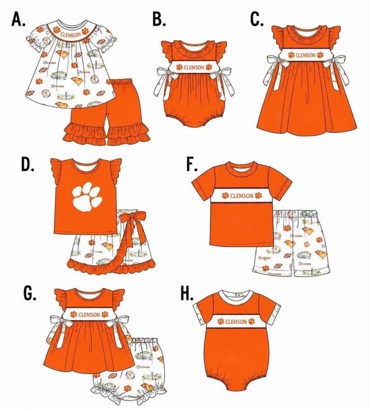custom moq 5 mix size ASGH0101 Baby Girls Boys Orange Short Sleeve Top Shorts Team Set Dress Rompers