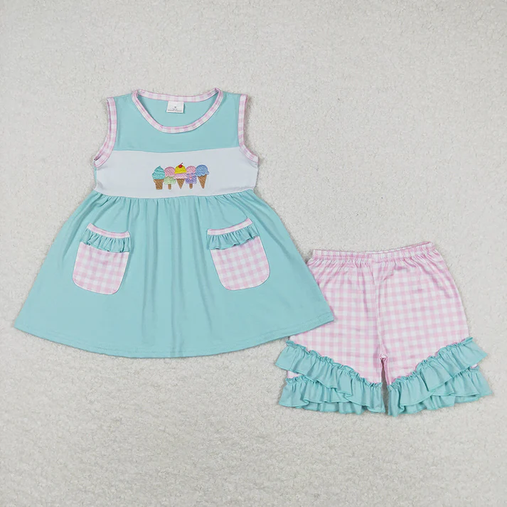RTS Baby Girls Popsicle Sibling Sister Rompers Dresses Outfits Clothes Sets