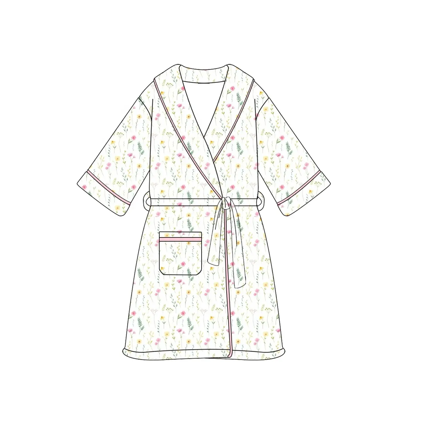 Custom moq 3 eta 6-8weeks  Beige floral adult bathrobe