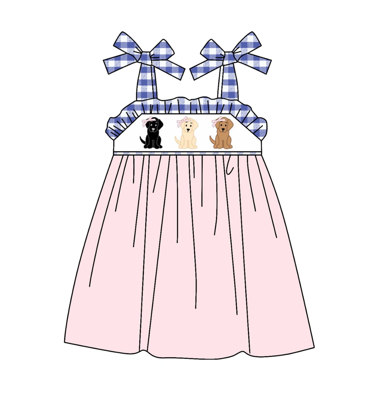 Pink suspenders 3 puppies summer skirt