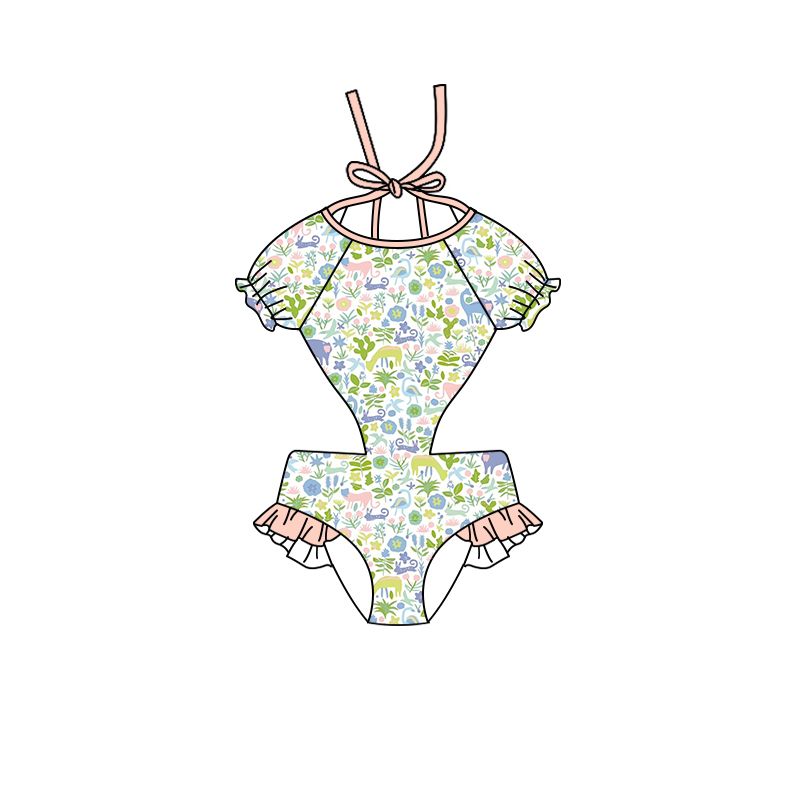 Floral halter swimsuit