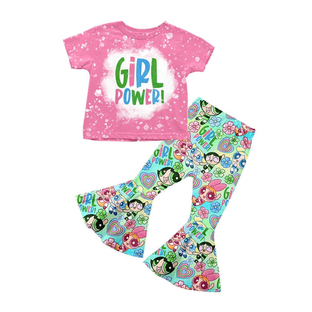 custom moq 5 GSPO1374 girls power pink  girls outfits