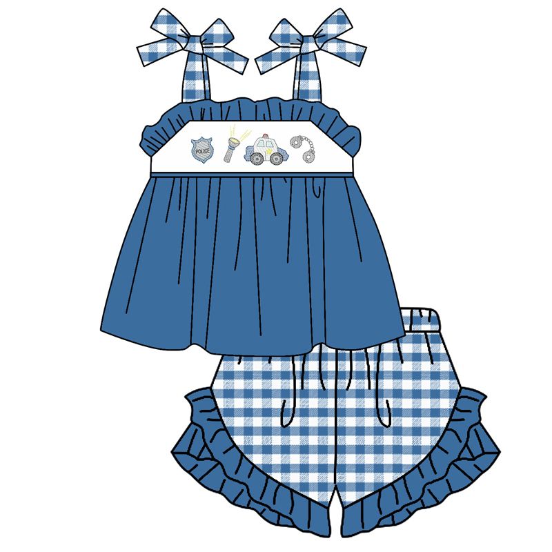suspender plaid girl suit