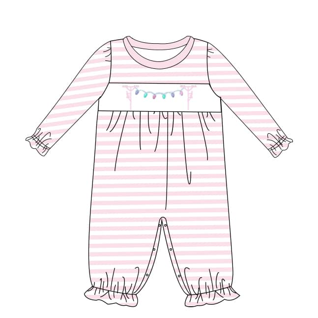Lantern Pink and White Striped Long Sleeve Bodysuit