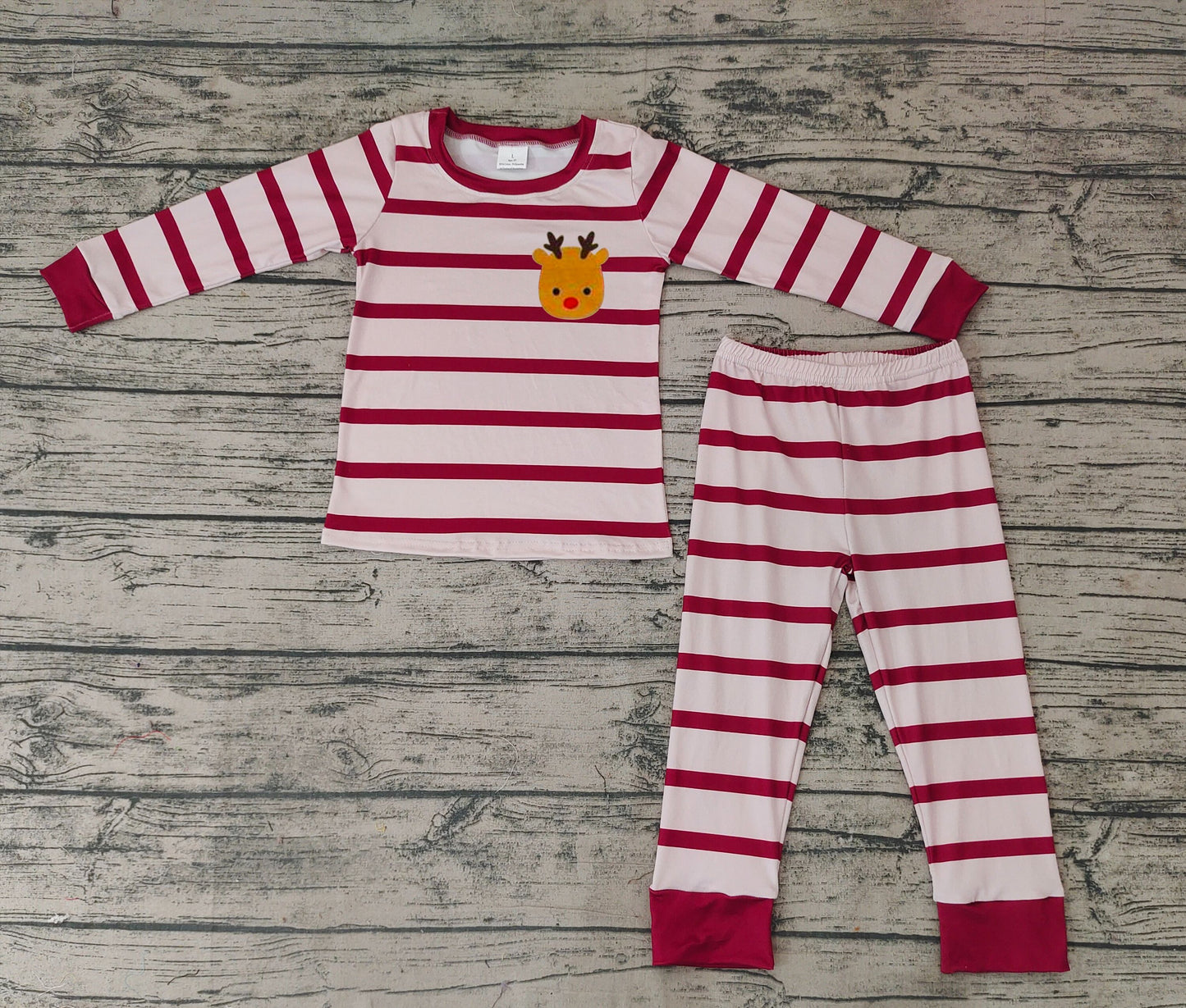 Reindeer Red Stripe Long Sleeve Trouser Set