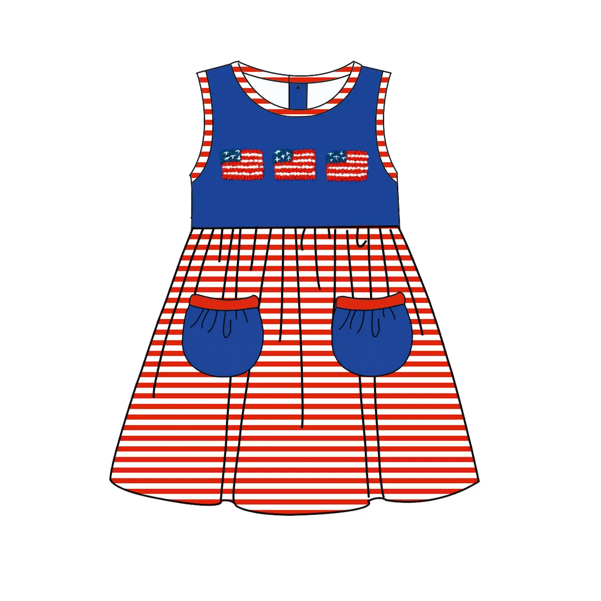 Flag Stripe Pocket Summer Skirt