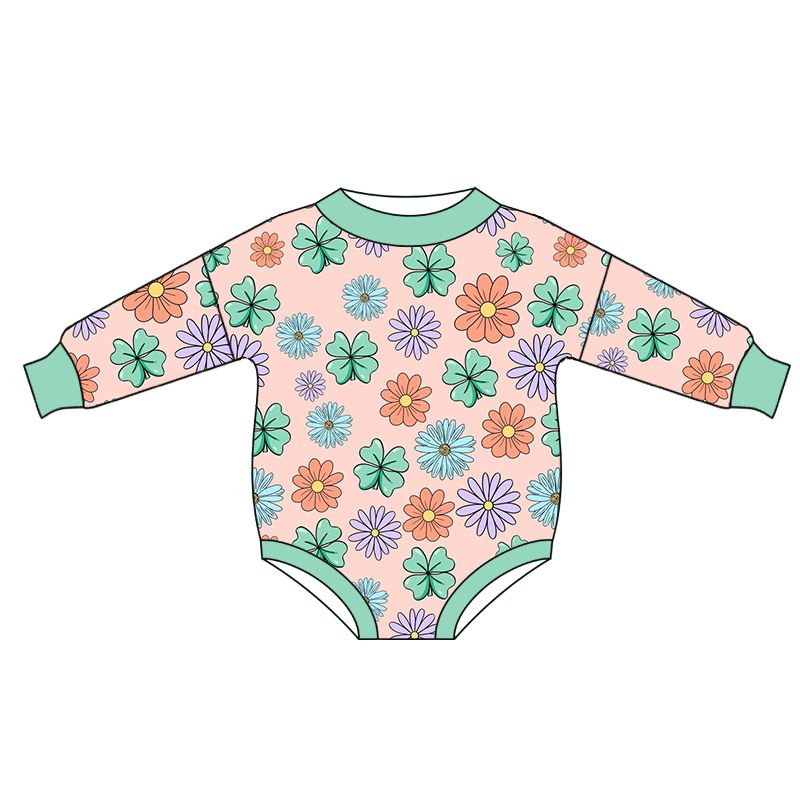 LR0874 Clover Daisy Pink Long Sleeve Jumpsuit