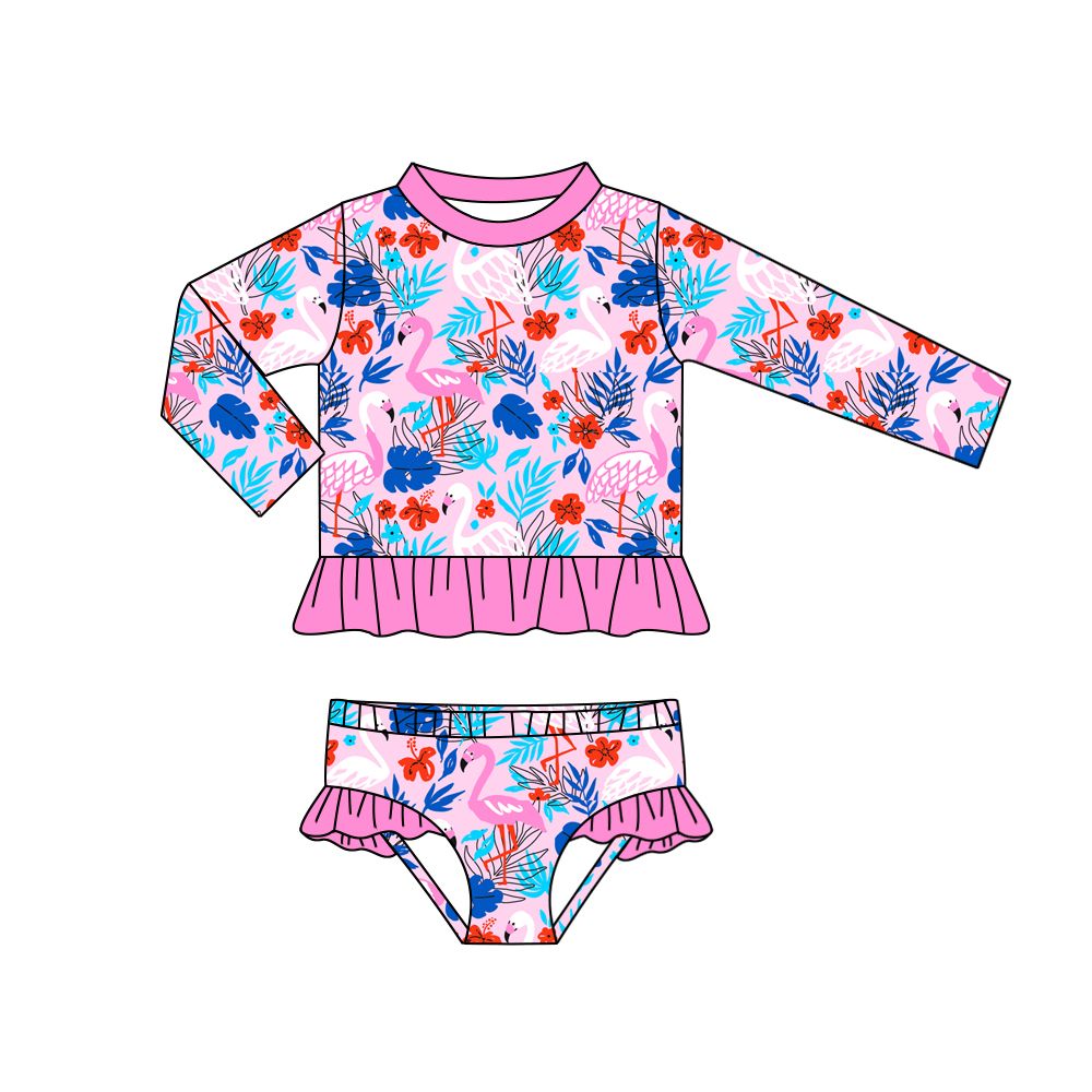 Flamingo long sleeve swimsuit
