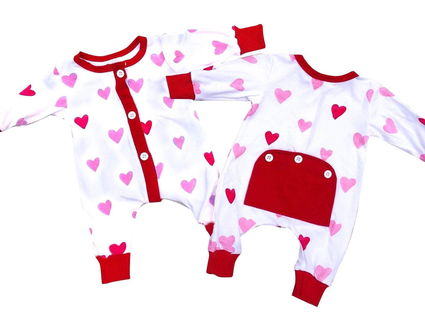 LR0827 Pink Love White Long Sleeve Jumpsuit