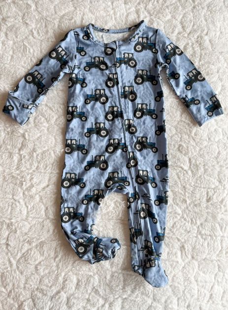Blue Truck Zip Long Sleeve Bodysuit