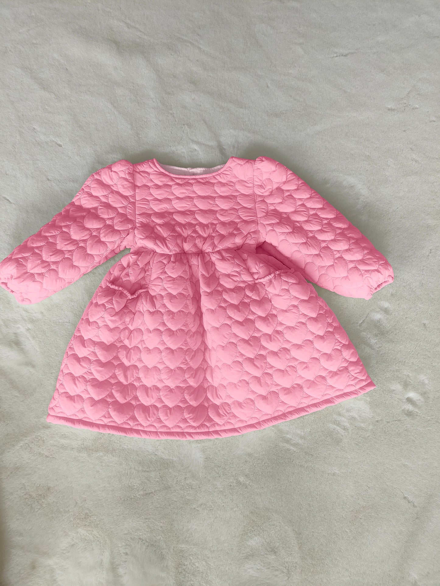 Heart Pink Thin Cotton Long Sleeve Dress