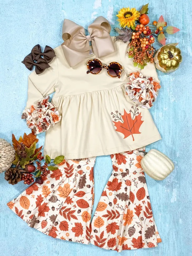 GLP0736 Maple Leaf Beige Long Sleeve Trouser Set