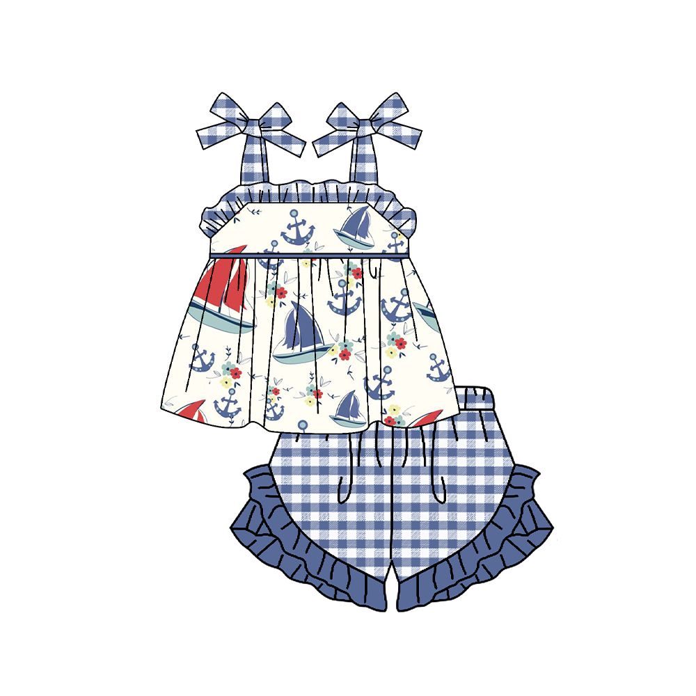 Sailing girl plaid suit