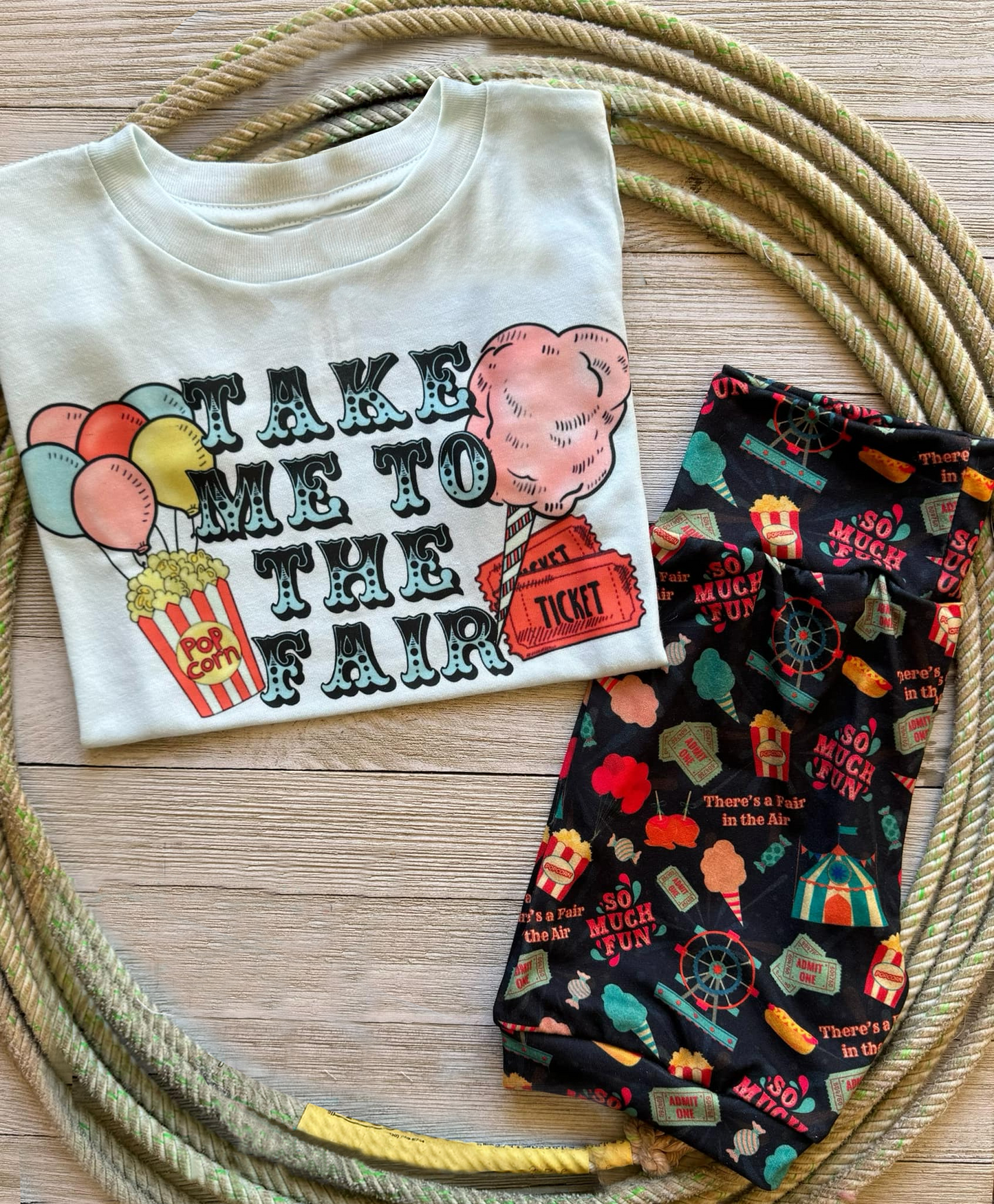 GSSO0735 take me to the fair balloon popcorn short sleeve circus black shorts suit