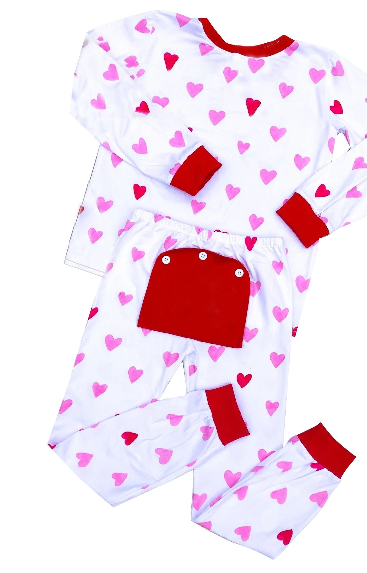 GLP1024 Pink Love White Long Sleeve Pants Suit