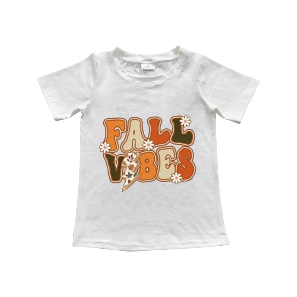 fall vibes lightning white short sleeve top