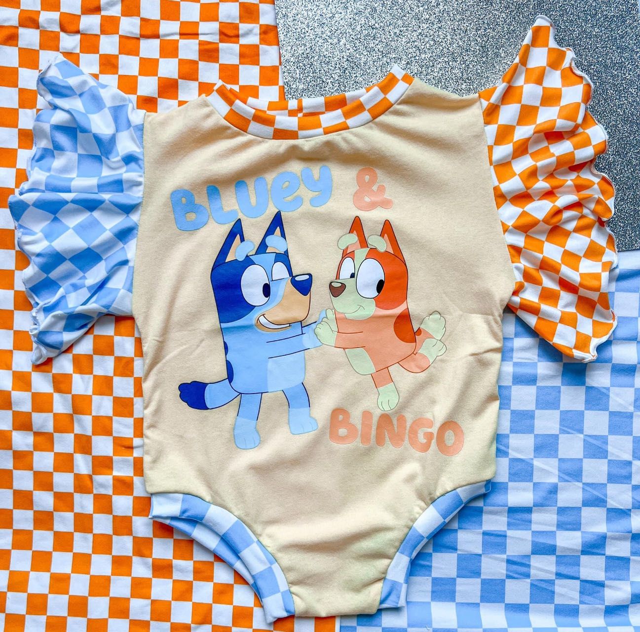 Blue and orange summer romper