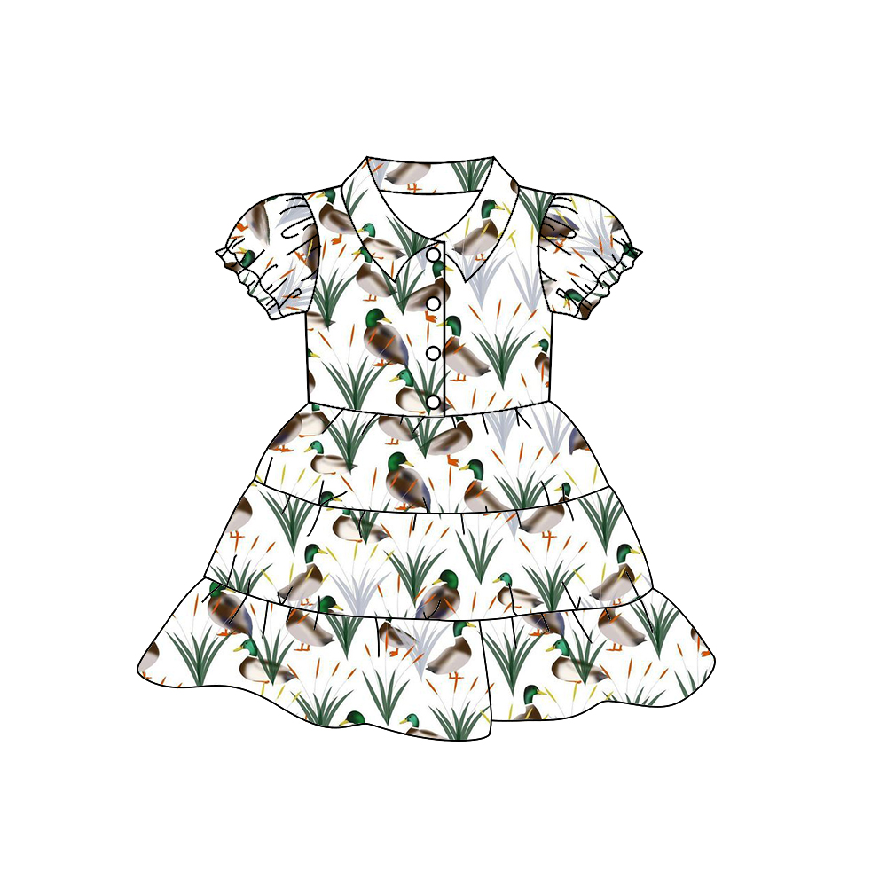 Mallard White Lantern Sleeve Short Sleeve Dress