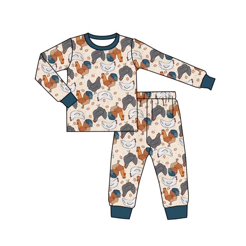 Egg Pattern Beige Long Sleeve Trouser Set