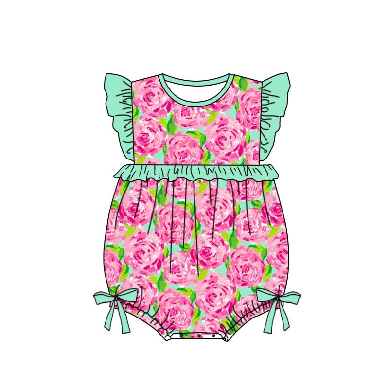 SR1034 floral turquoise lace vest jumpsuit