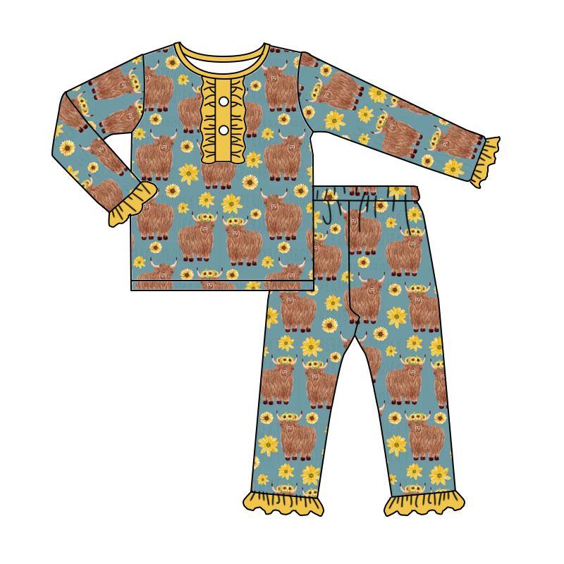 Alpine Blossom Sunflower Yellow Lace Long Sleeve Trouser Set