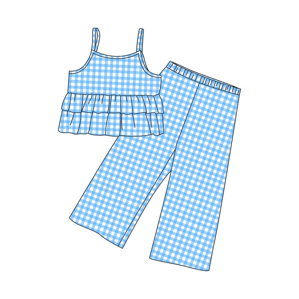 Blue Plaid Girls Suit