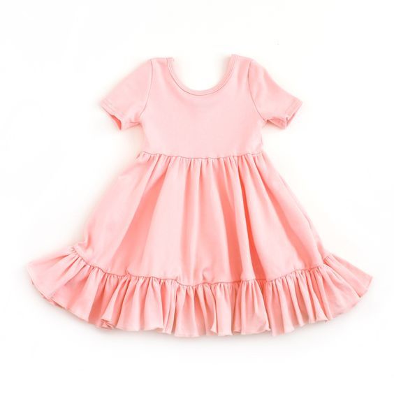 Pink Solid Lace Short Sleeve Dress