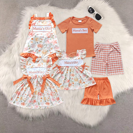 RTS Boys and girls Embroidered Short Sleeve Shorts sets dress rompers