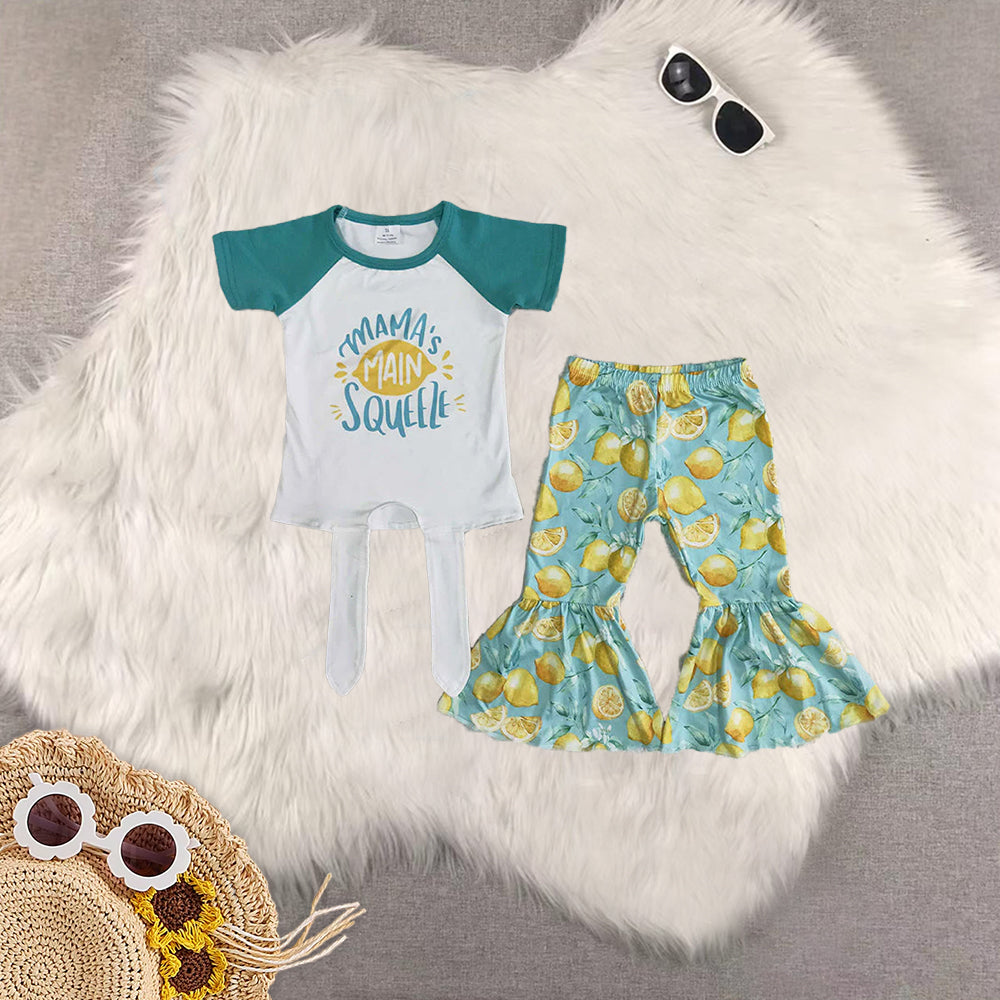 RTS NO MOQ Sibling baby girl clothes short-sleeved pants sets