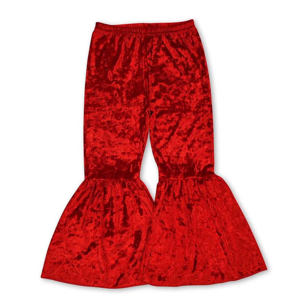 RTS NO MOQ Sibling baby girls clothes Solid color cotton velvet flared pants（副本）