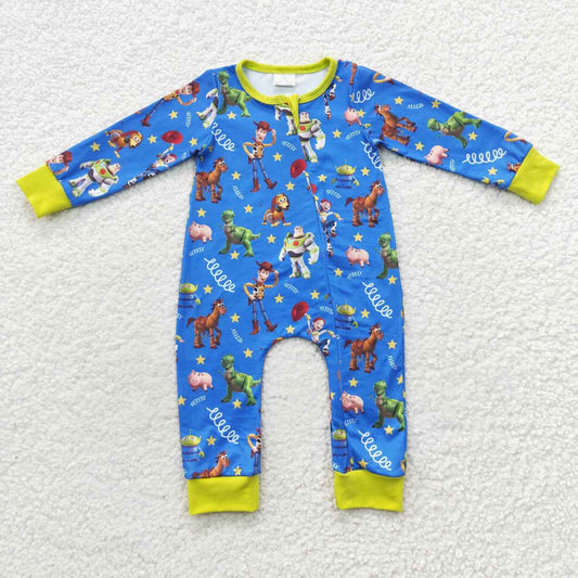 Cute Clothes LR0484 Baby Infants Kids Blue Zip Rompers