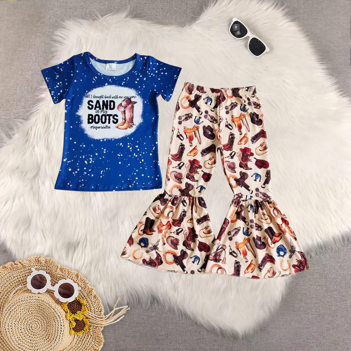 RTS NO MOQ Sibling Baby Girls short Sleeve Pants Set