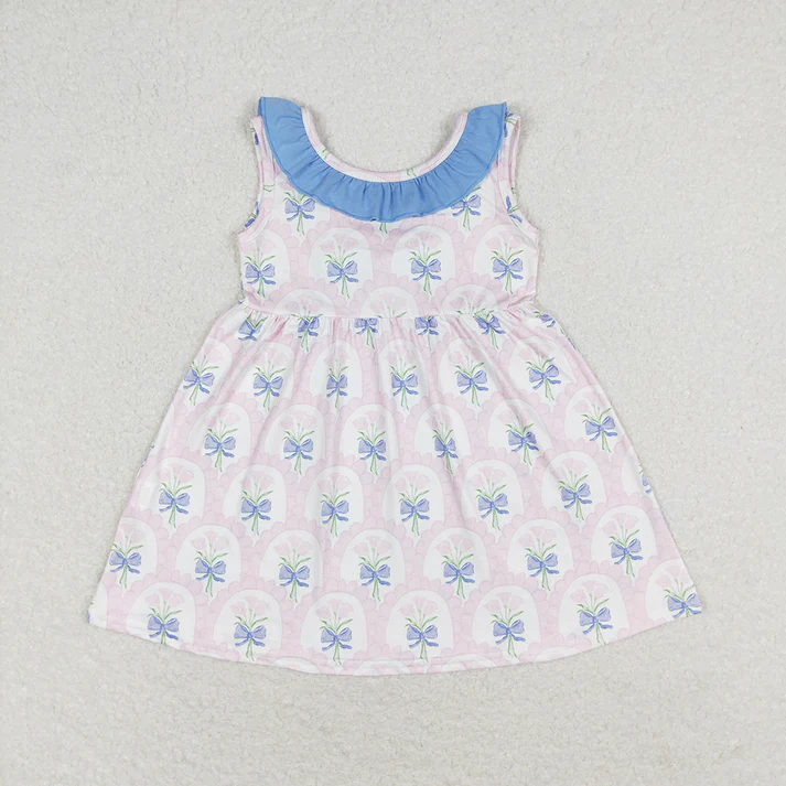 RTS Baby Girls Pink Flowers Bunches Sibling Rompers Clothes Sets Flower girl match