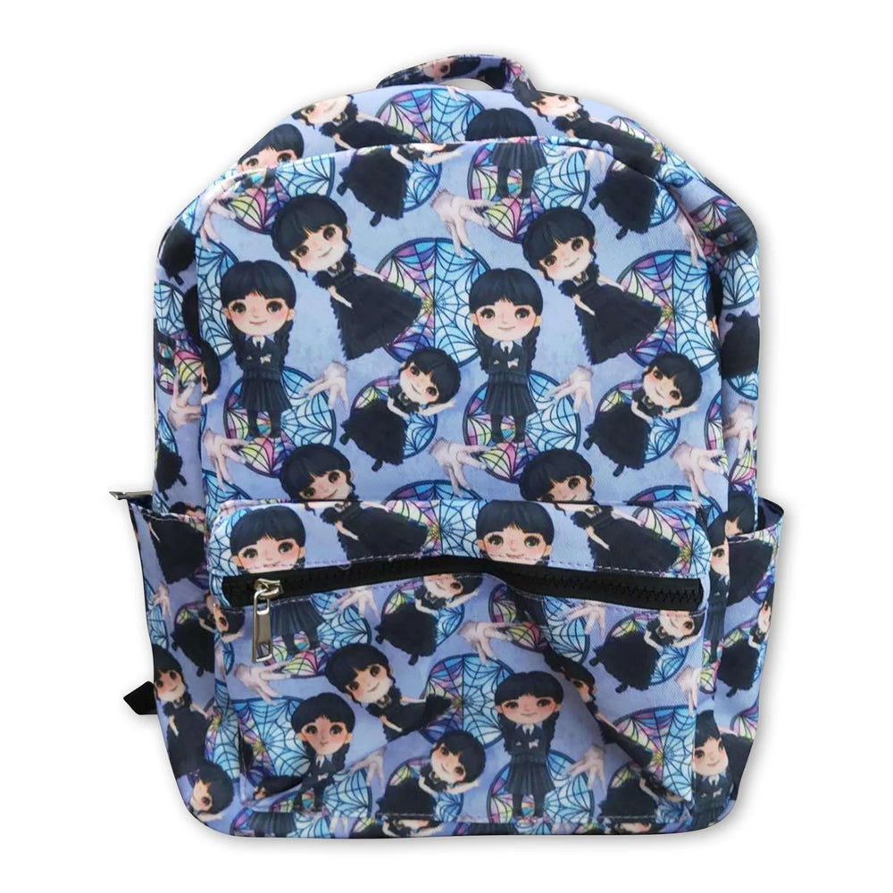 RTS NO MOQ Sibling milk silk Cute Clothes Baby Kids Halloween Print Strap Zip Backpack Bag