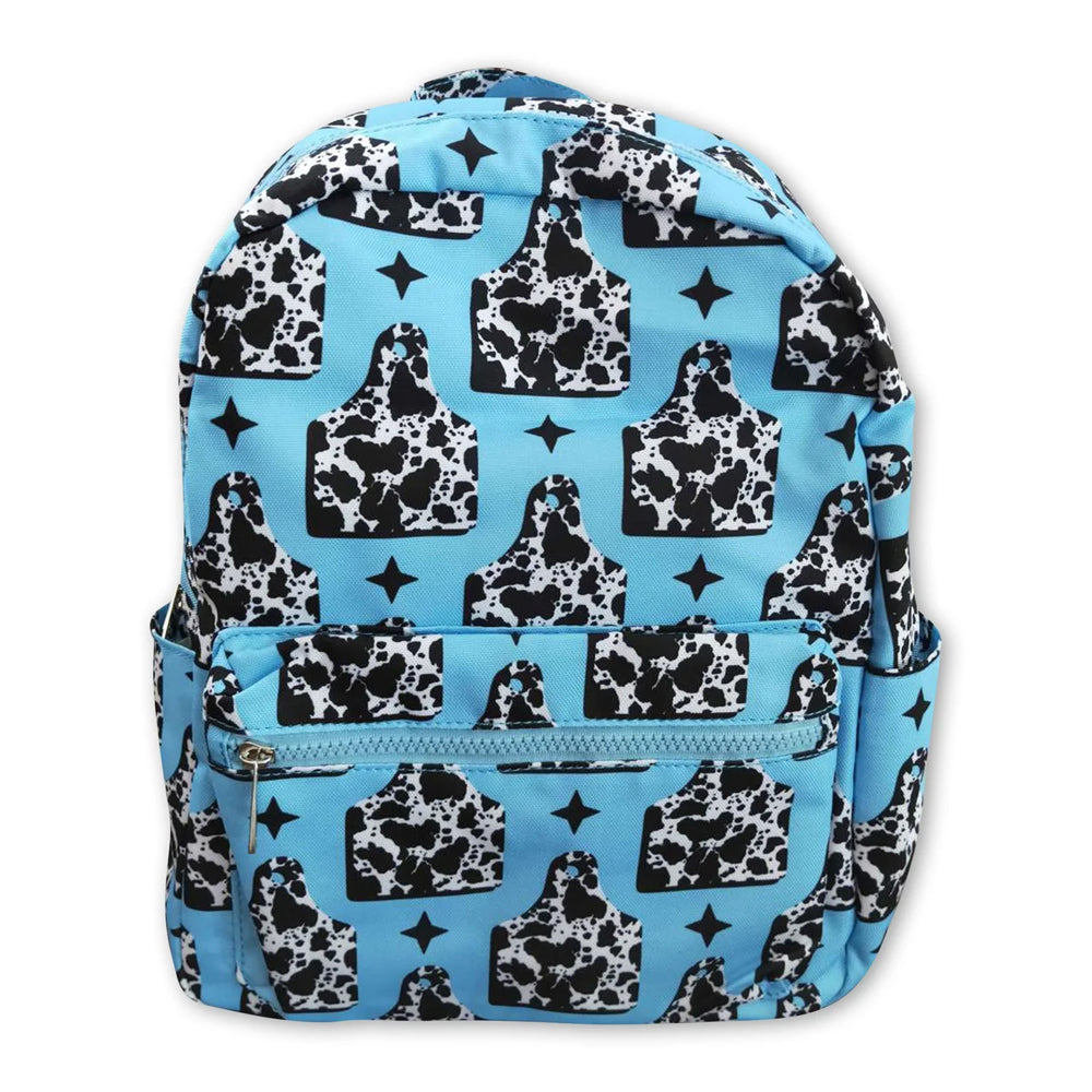 RTS NO MOQ Sibling milk silk Baby Kids Cow Flowers Print Western Zipper Pocket Back Bags