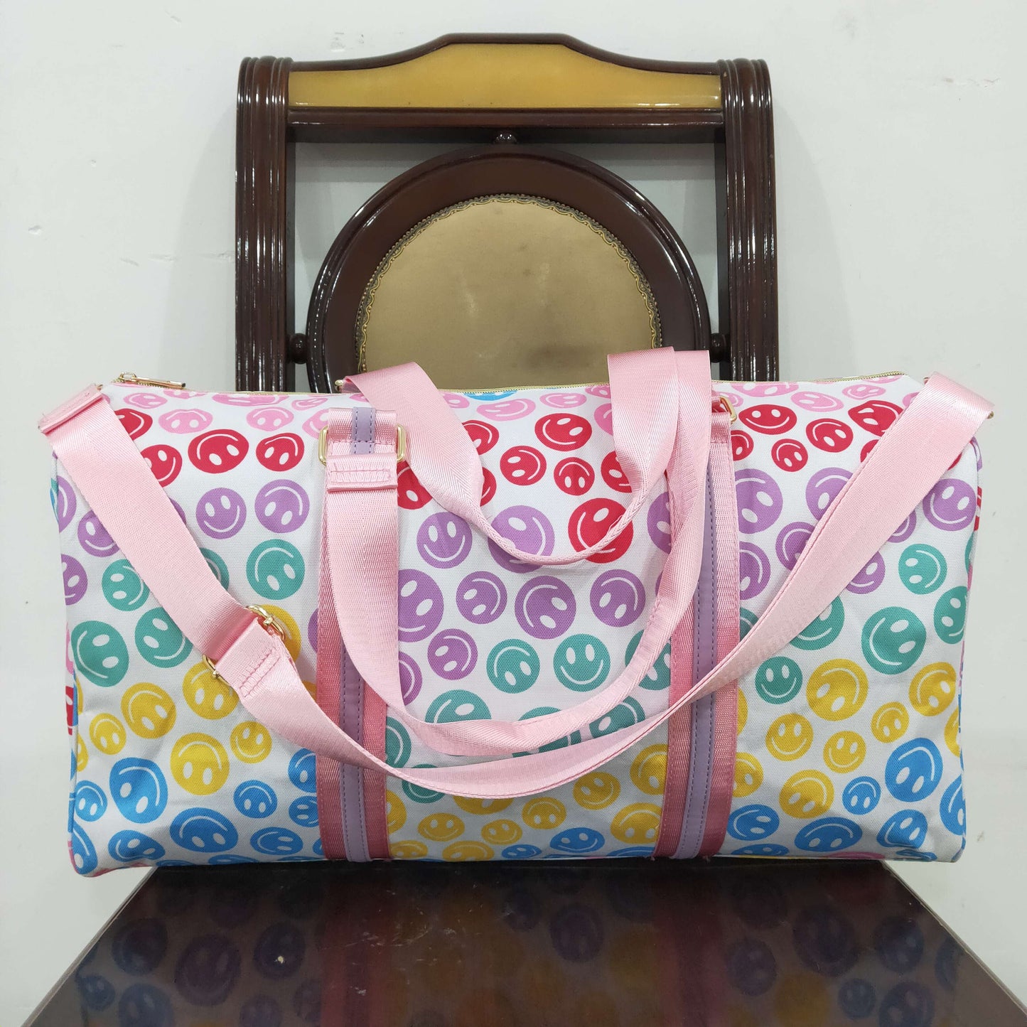 RTS NO MOQ ETA 5/7days arrived BA0068 Smiley White Gym Bag