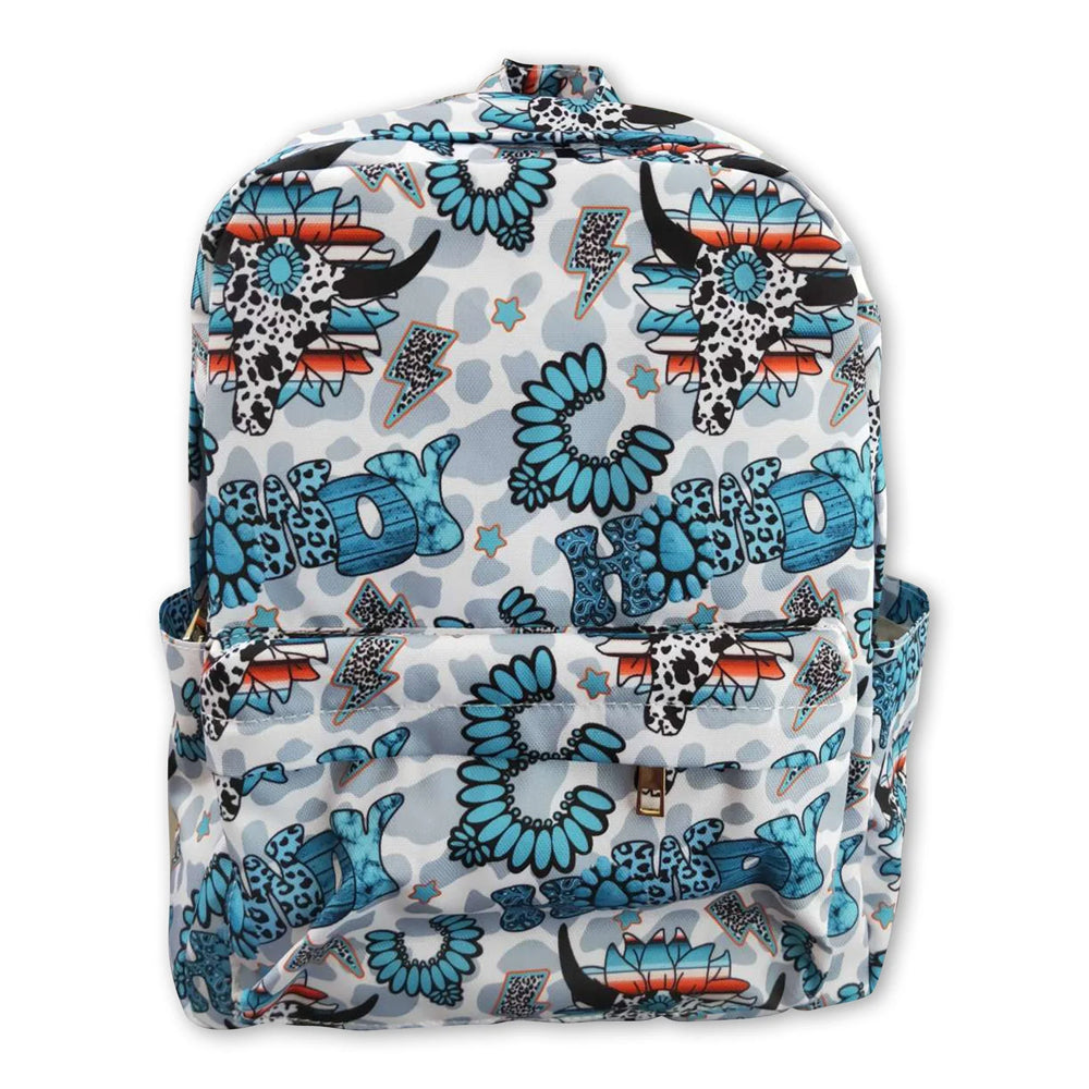 RTS NO MOQ Sibling milk silk Baby Kids Cow Flowers Print Western Zipper Pocket Back Bags