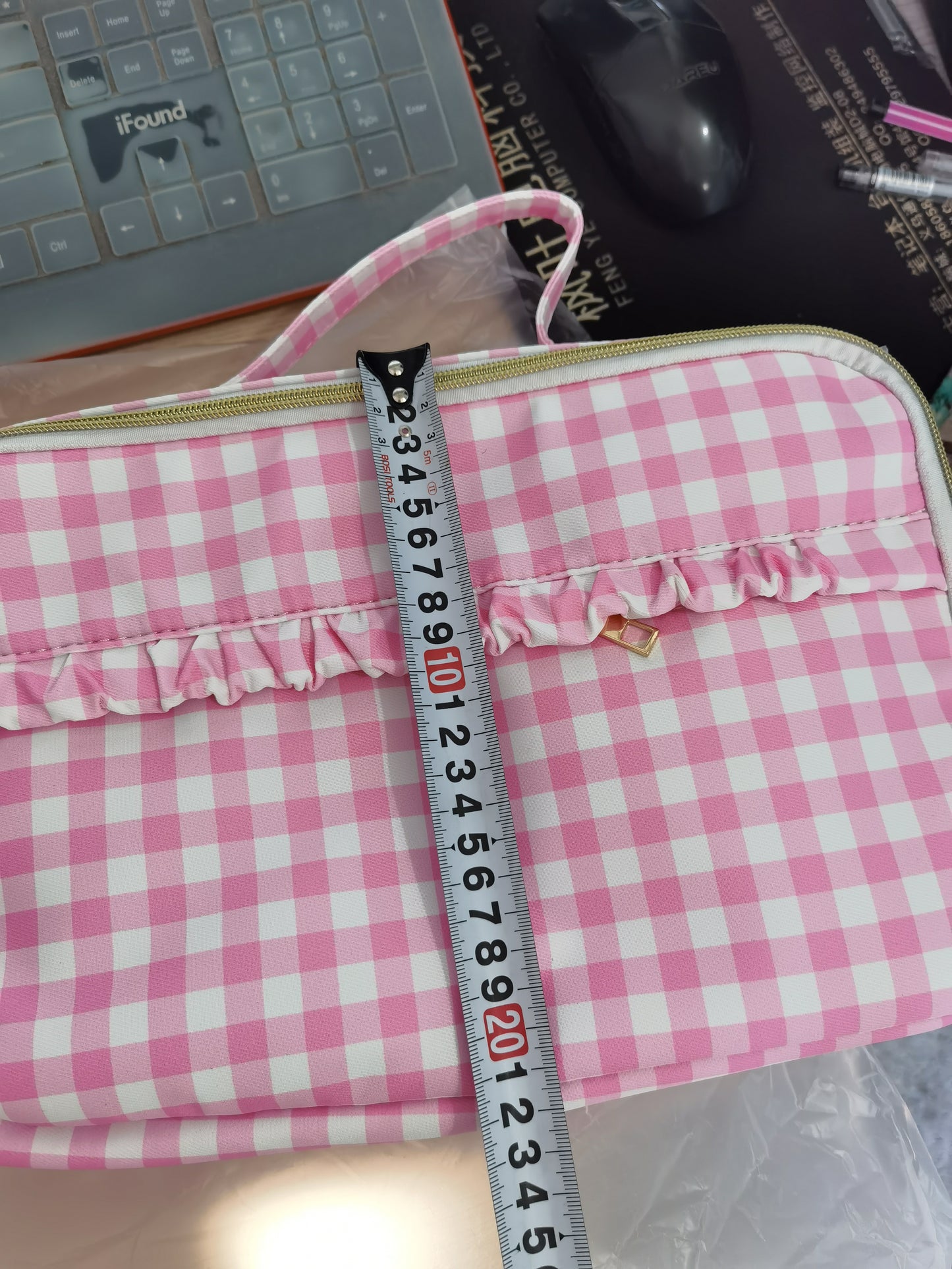 RTS NO MOQ baby girl clothes pink and white plaid Backpack and lunch box