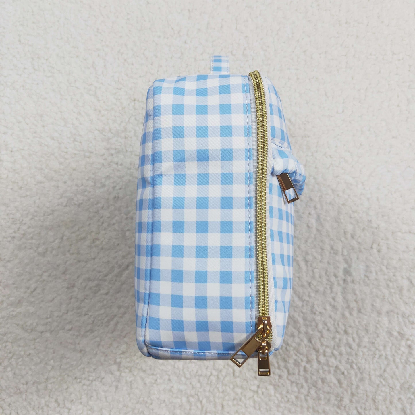 RTS NO MOQ baby girl clothes blue and white plaid Backpack and lunch box