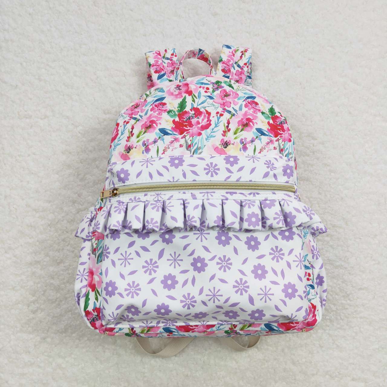RTS NO MOQ baby girl clothes floral Backpack and lunch box